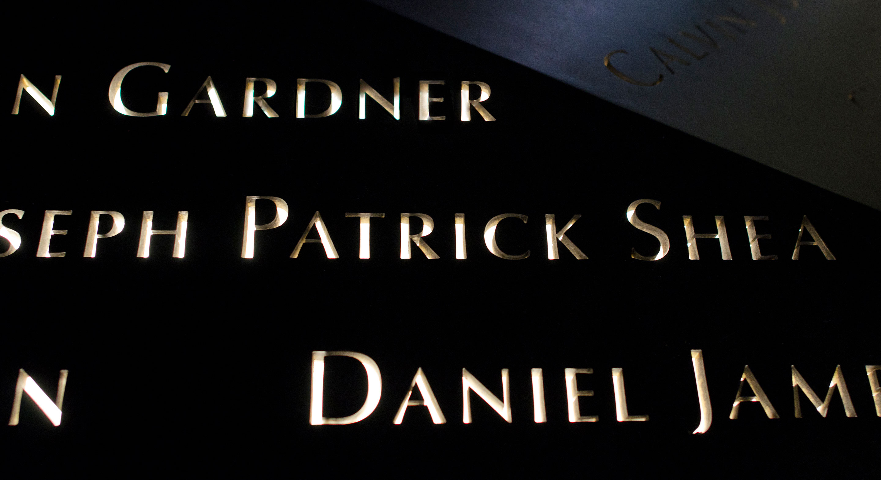 Reflecting Absence, September 11 Memorial, close up on names