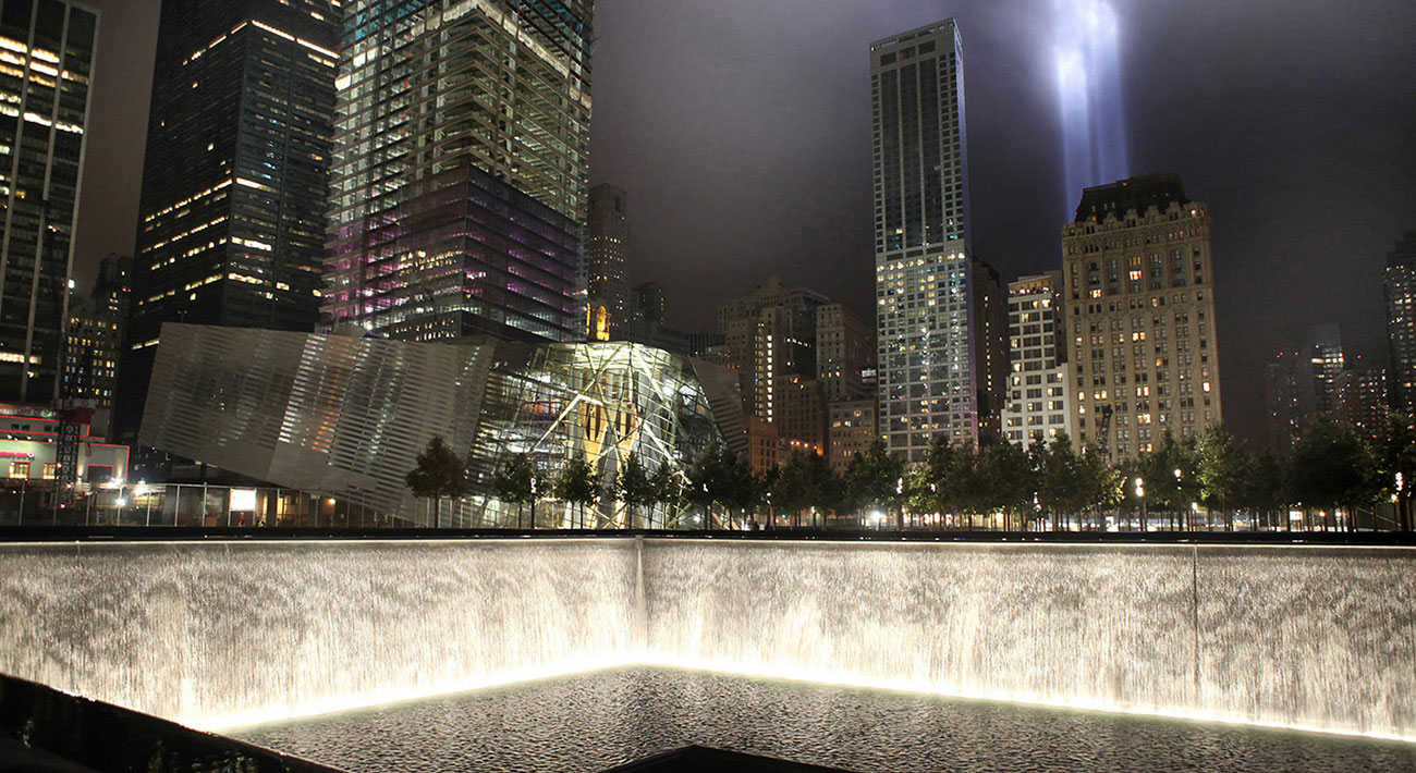 Reflecting Absense, September 11 Memorial at night
